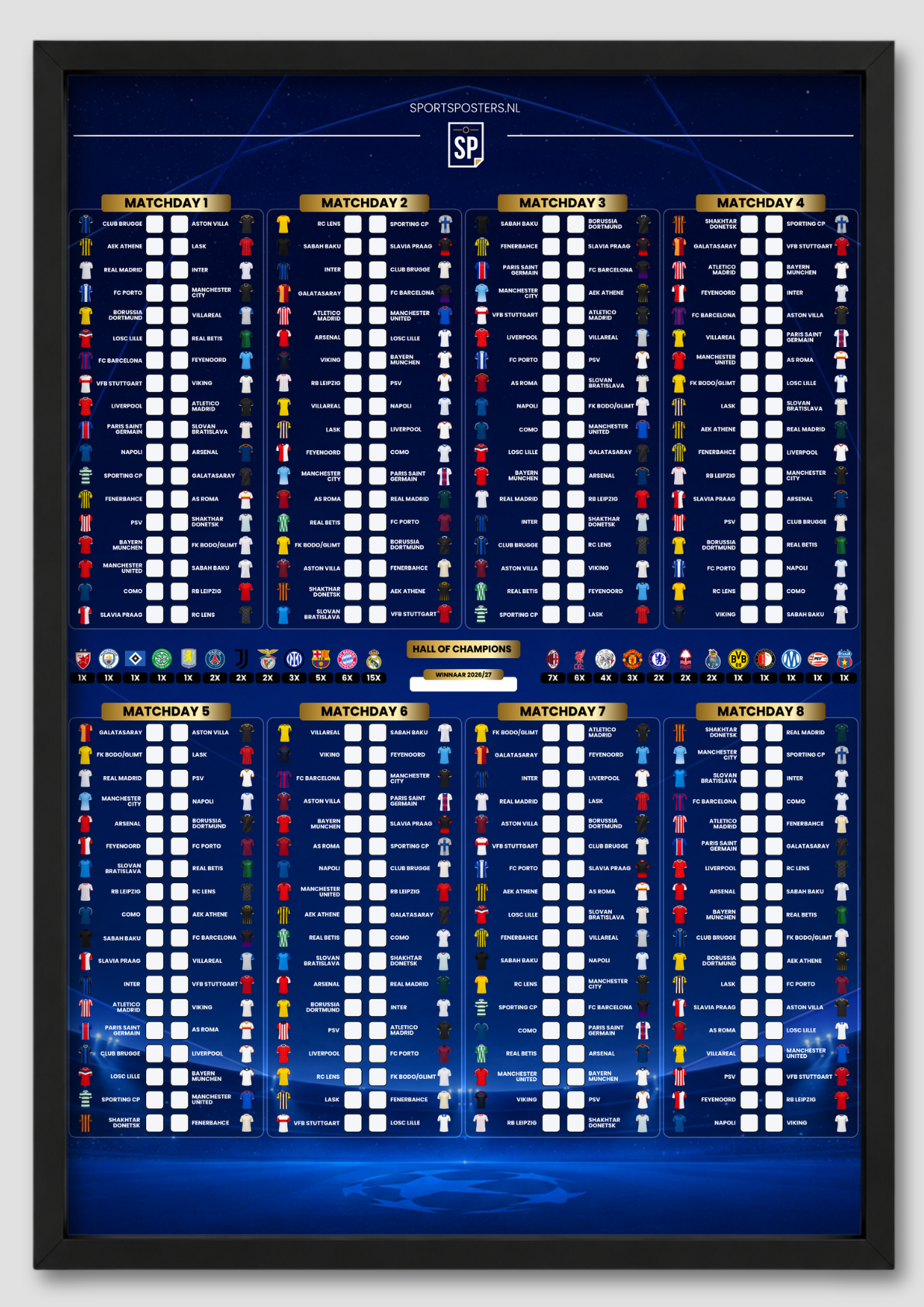 Champions League 2026/2027 Invul Poster A1