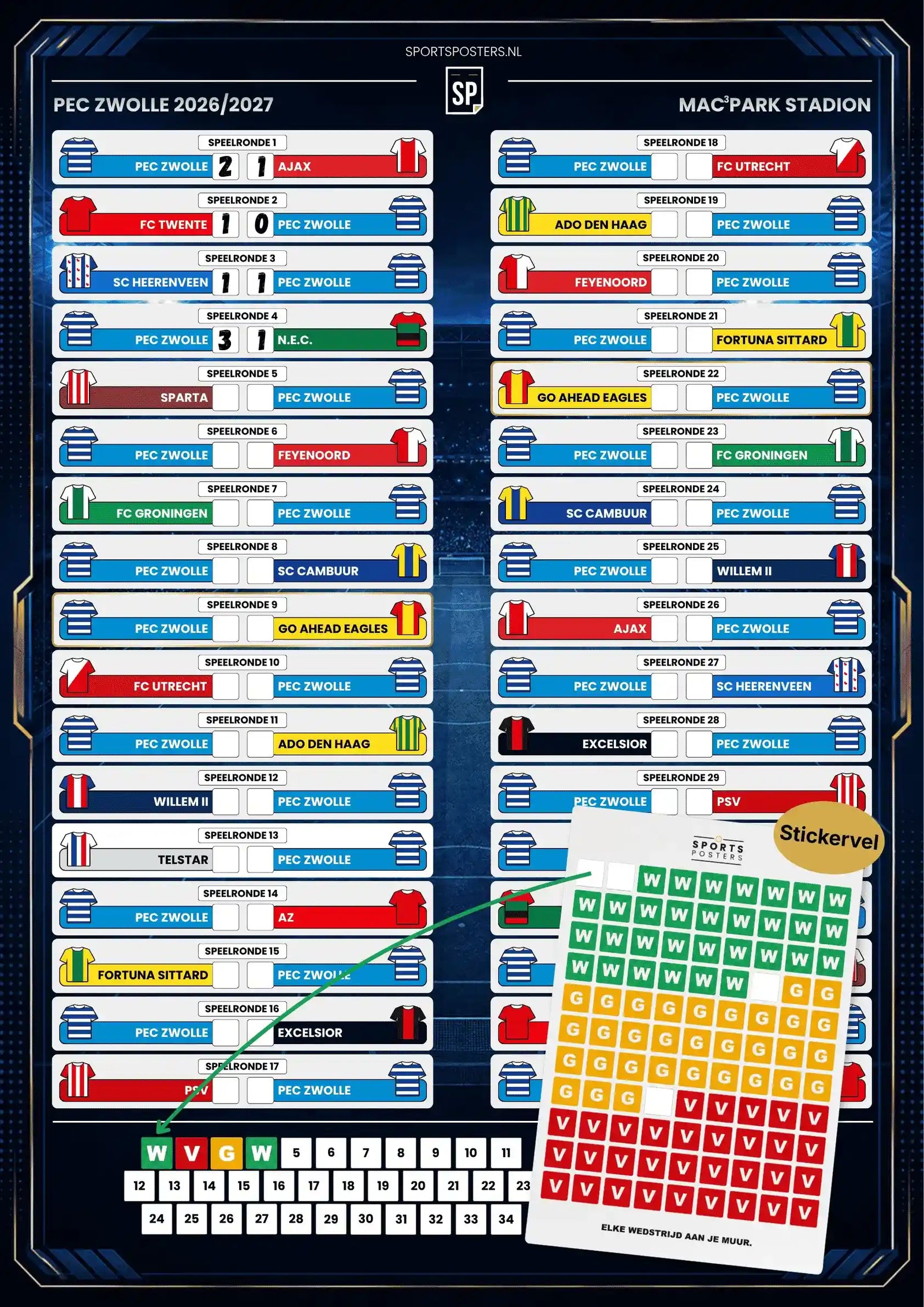 PEC Zwolle 2026/2027 Invul Poster