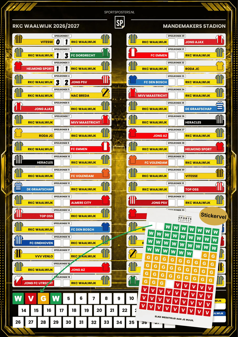RKC Waalwijk 2026/2027 Invul Poster A2