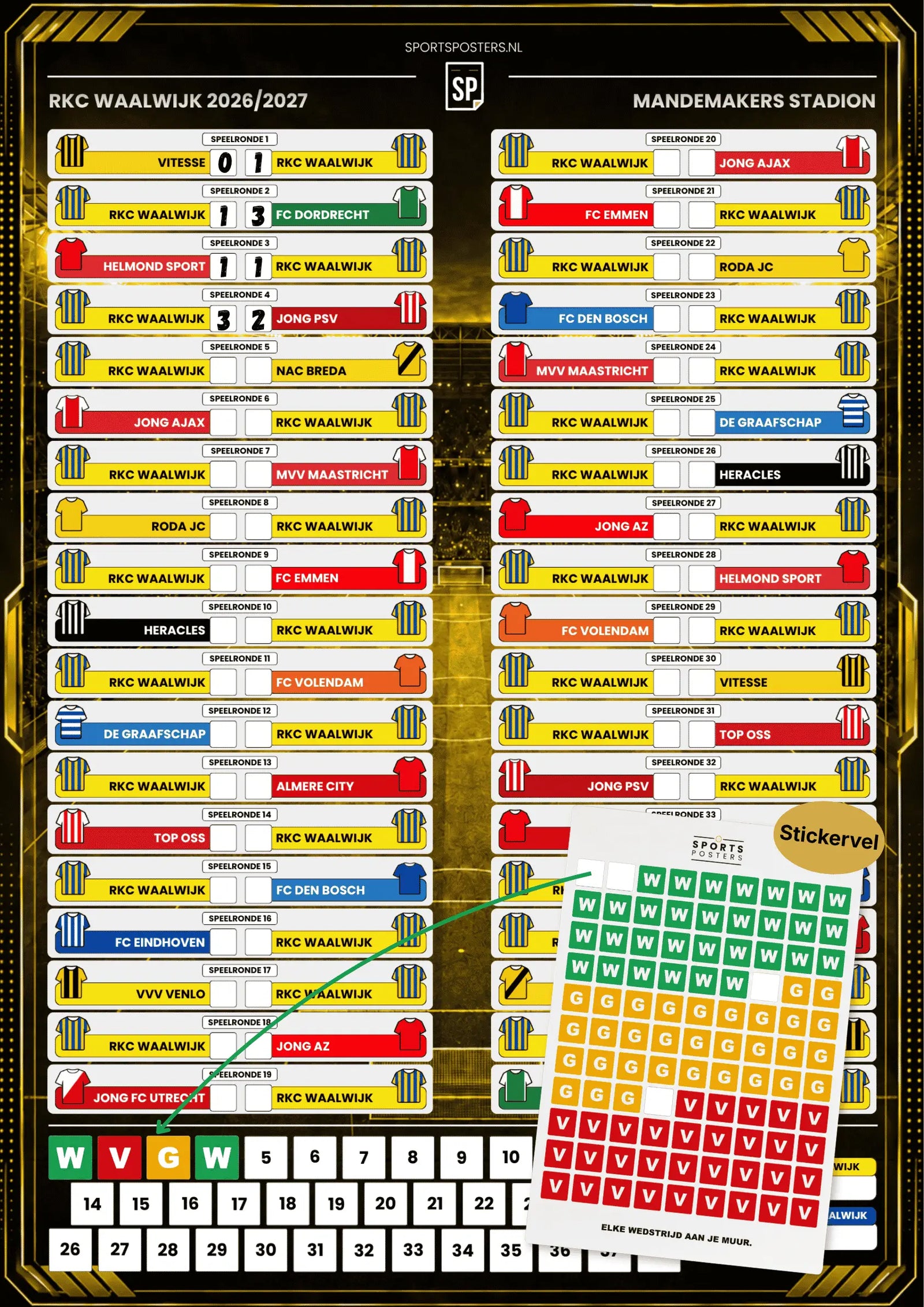 RKC Waalwijk 2026/2027 Invul Poster A2