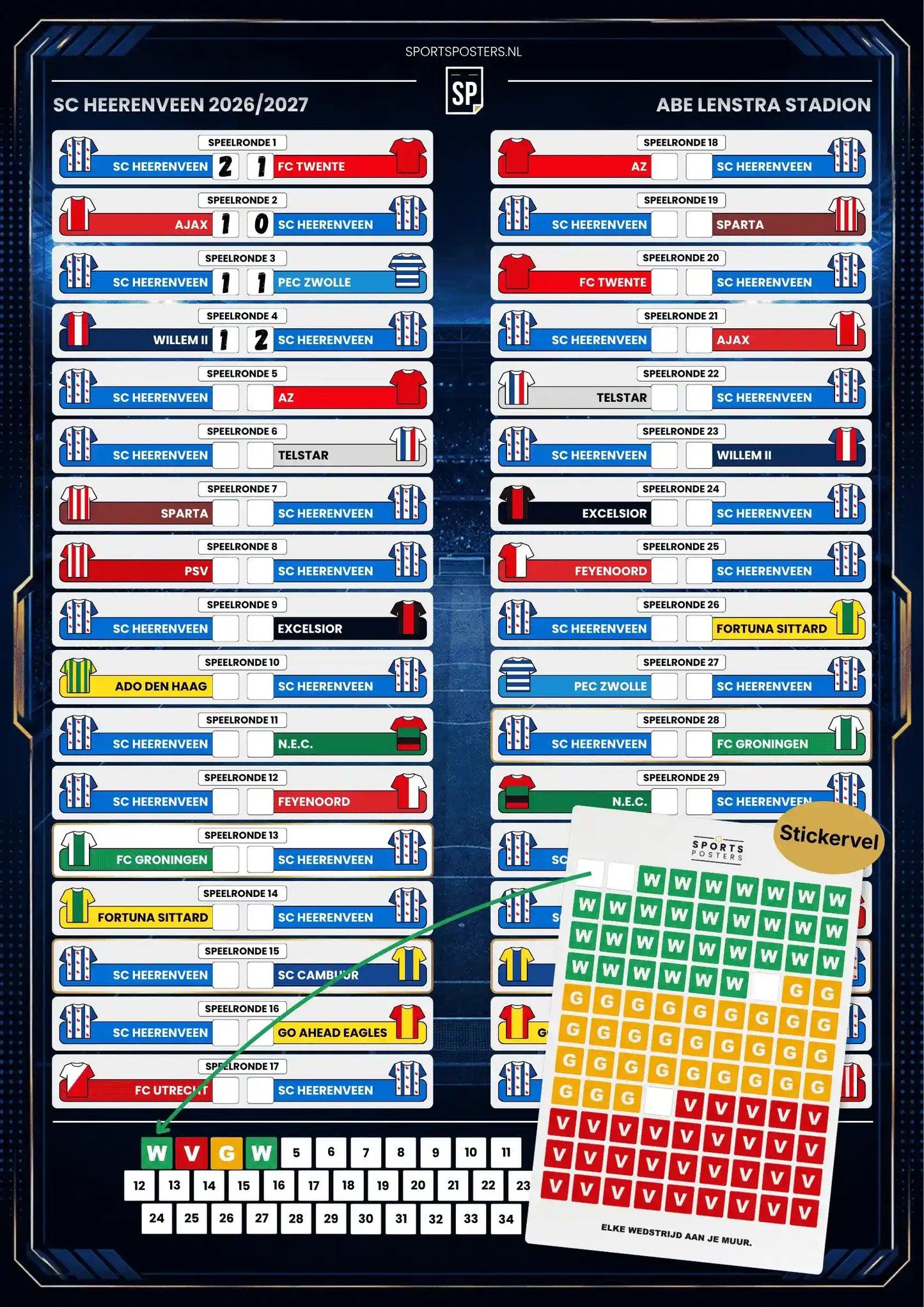 SC Heerenveen 2026/2027 Invul Poster