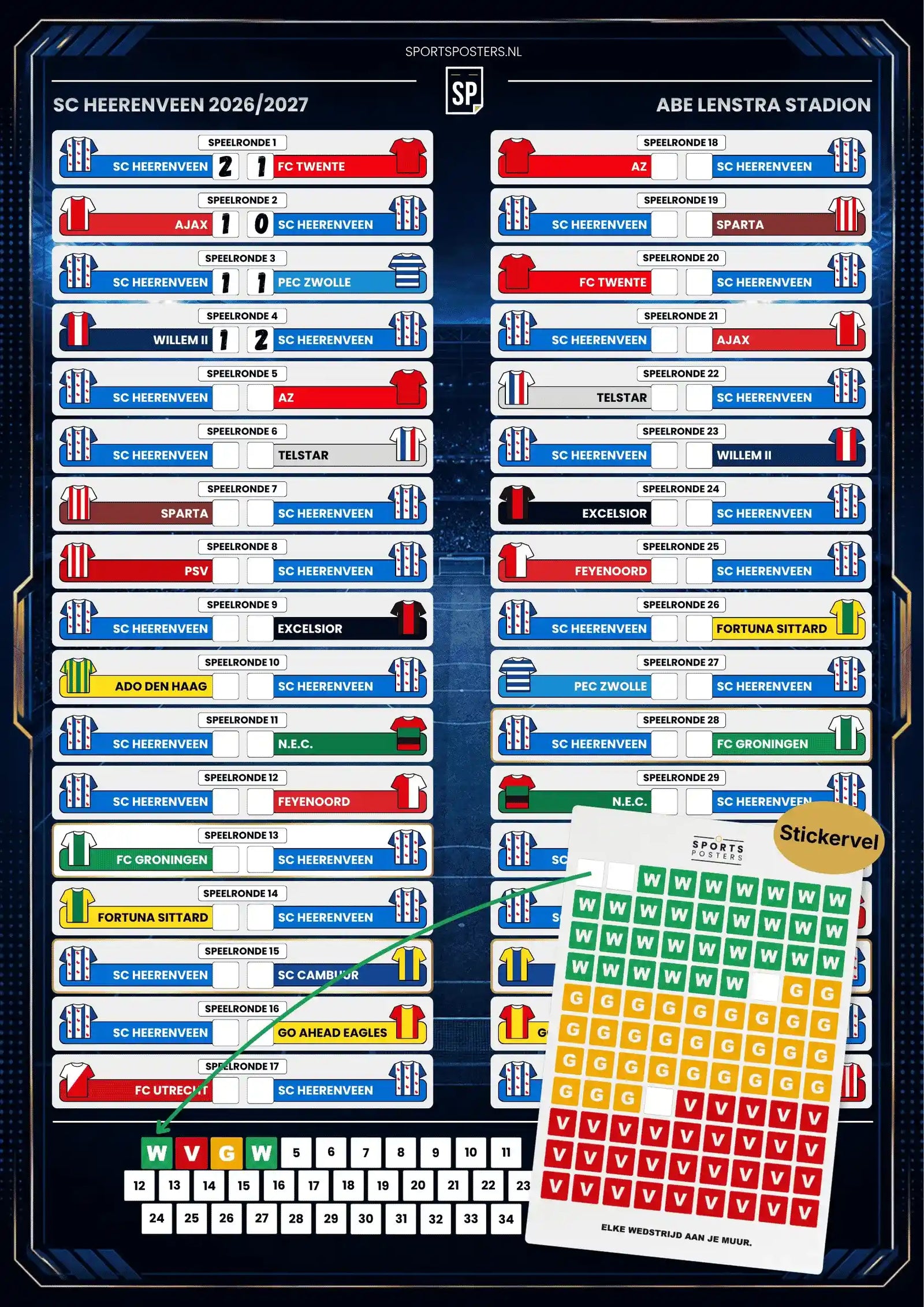 SC Heerenveen 2026/2027 Invul Poster