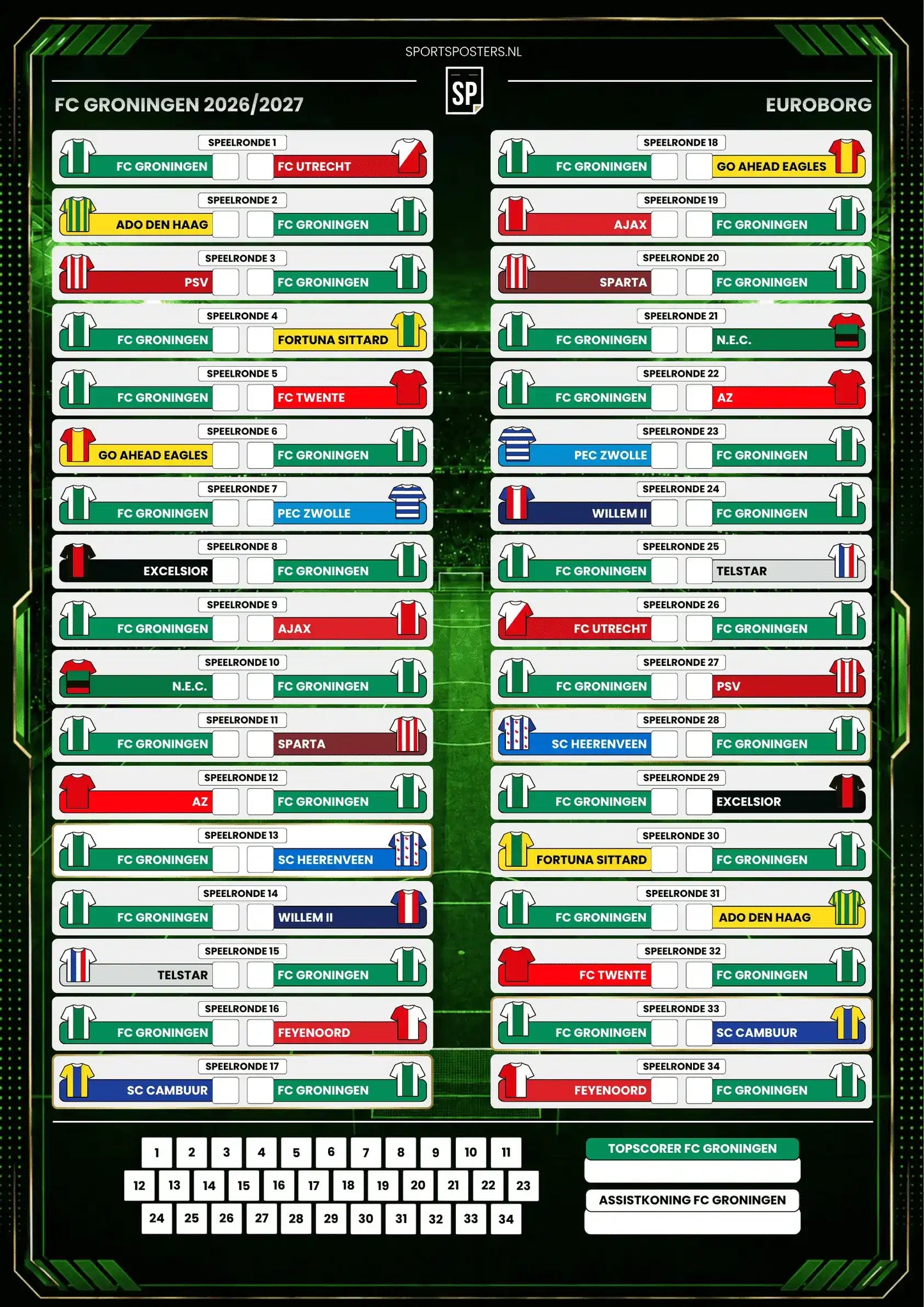 FC Groningen 2026/2027 Invul Poster