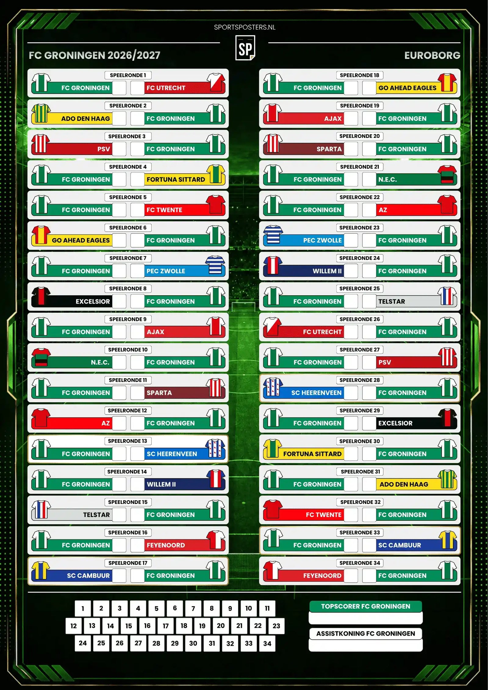 FC Groningen 2026/2027 Invul Poster