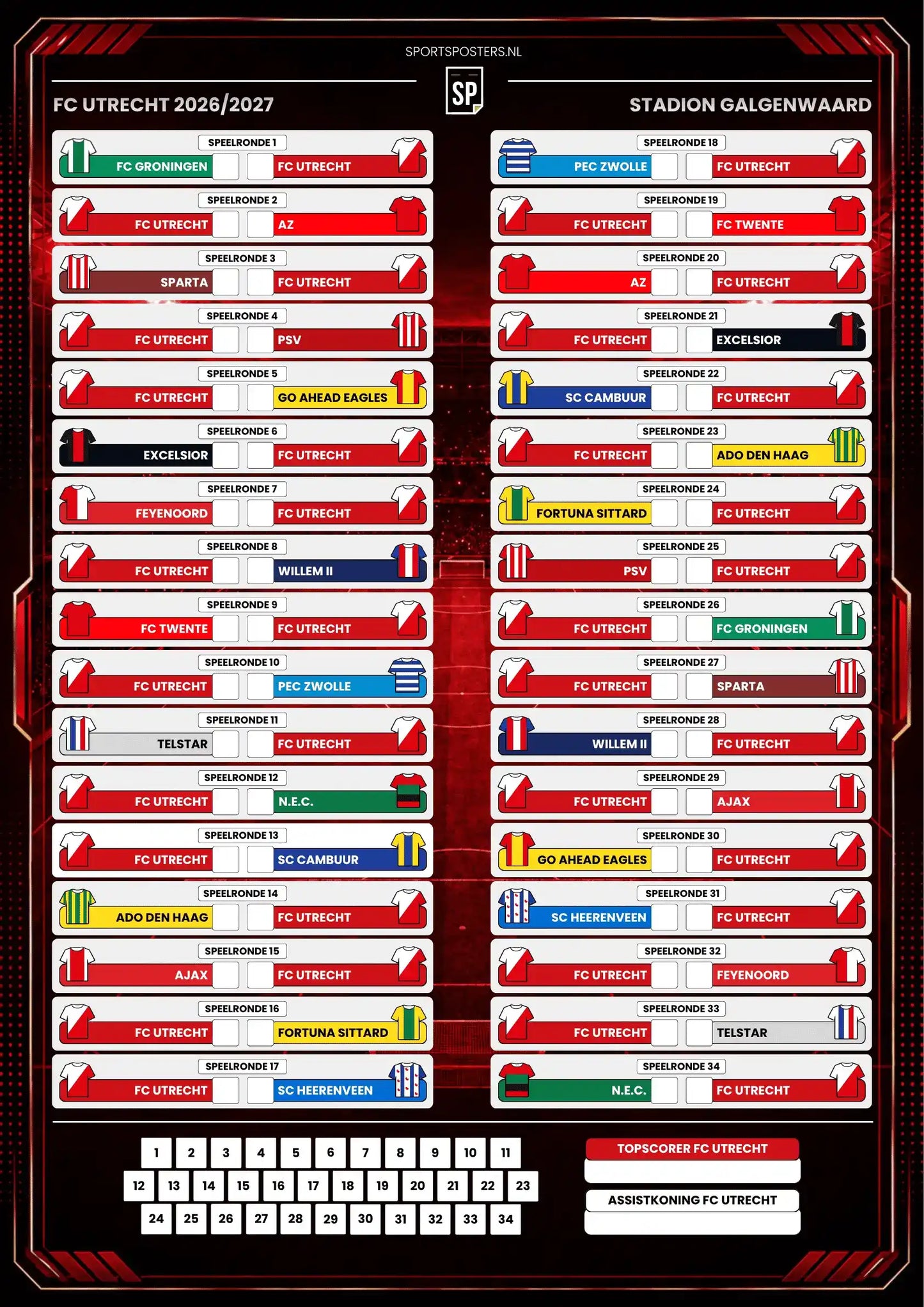 FC Utrecht 2026/2027 Invul Poster