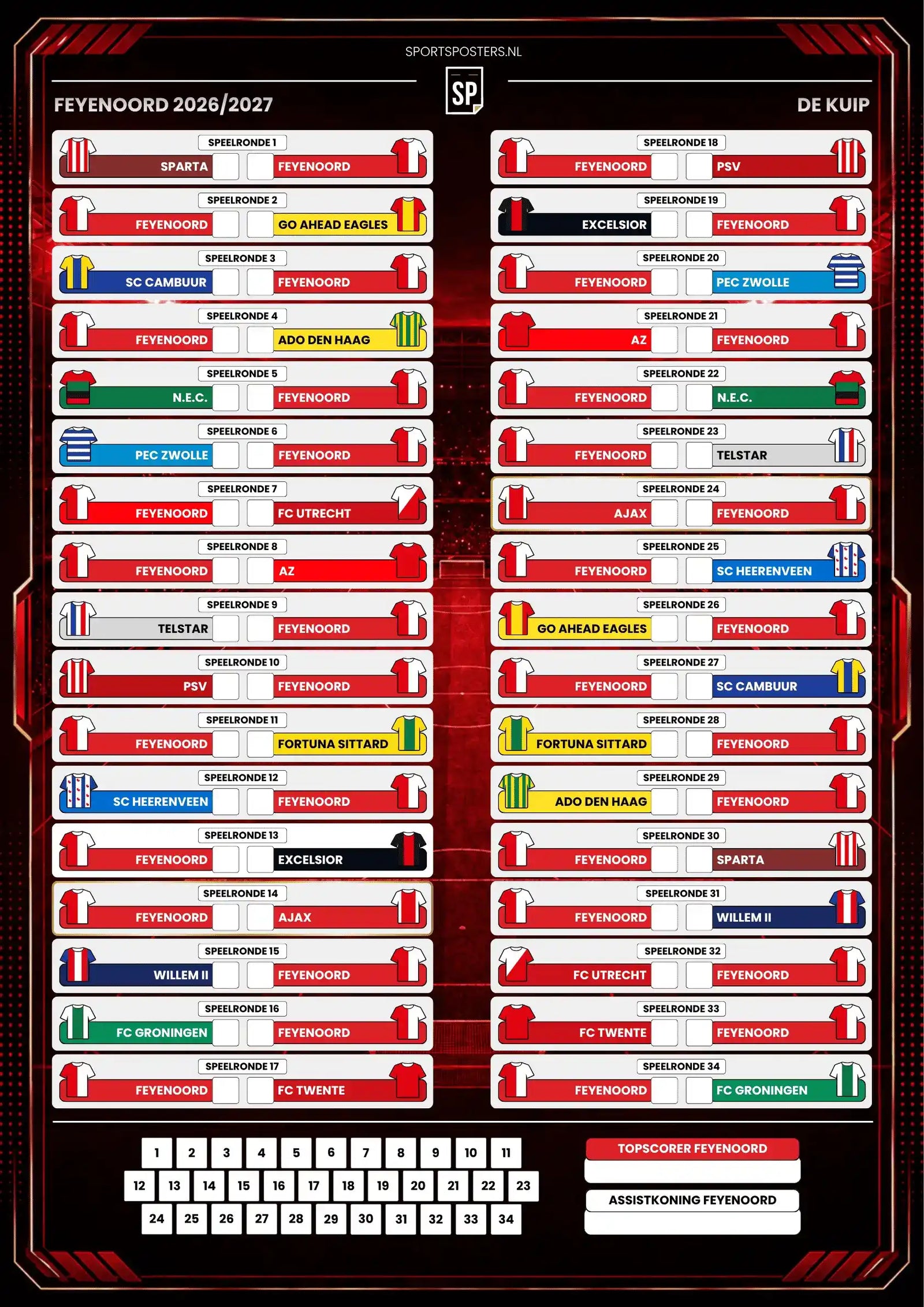 Feyenoord 2026/2027 Invul Poster