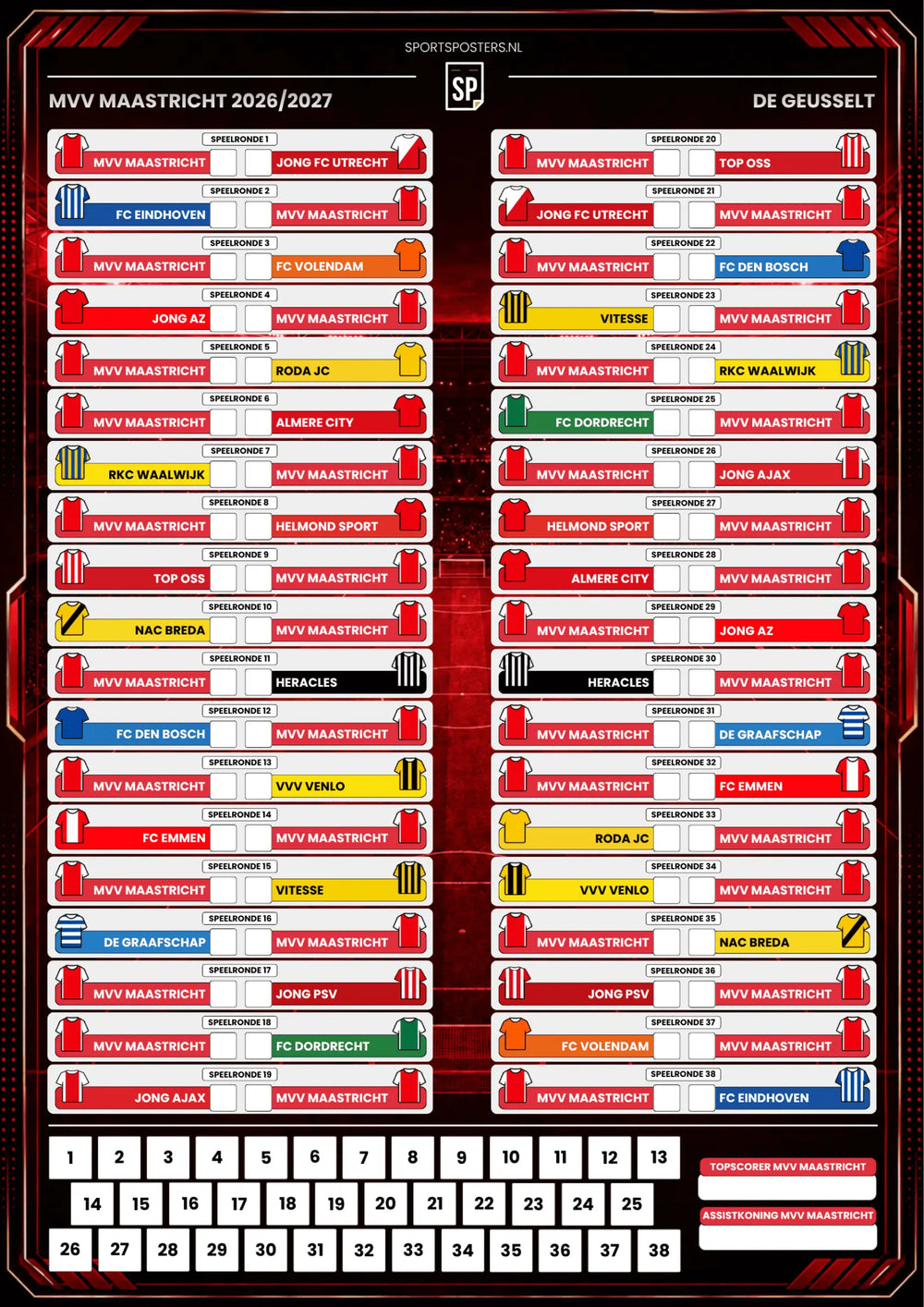 MVV Maastricht 2026/2027 Invul Poster A2