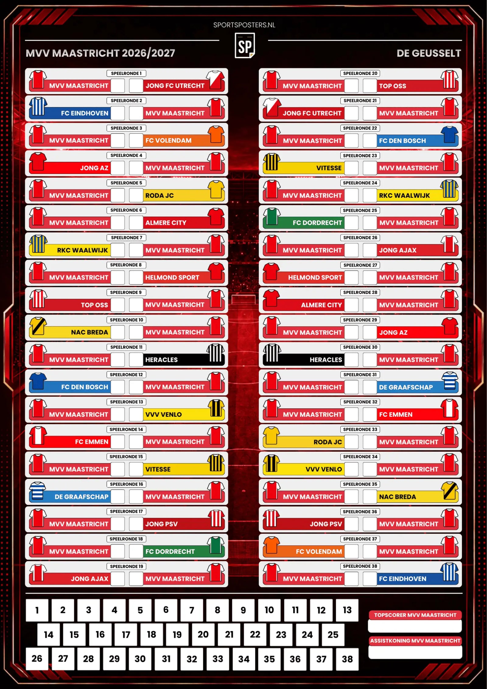 MVV Maastricht 2026/2027 Invul Poster A2
