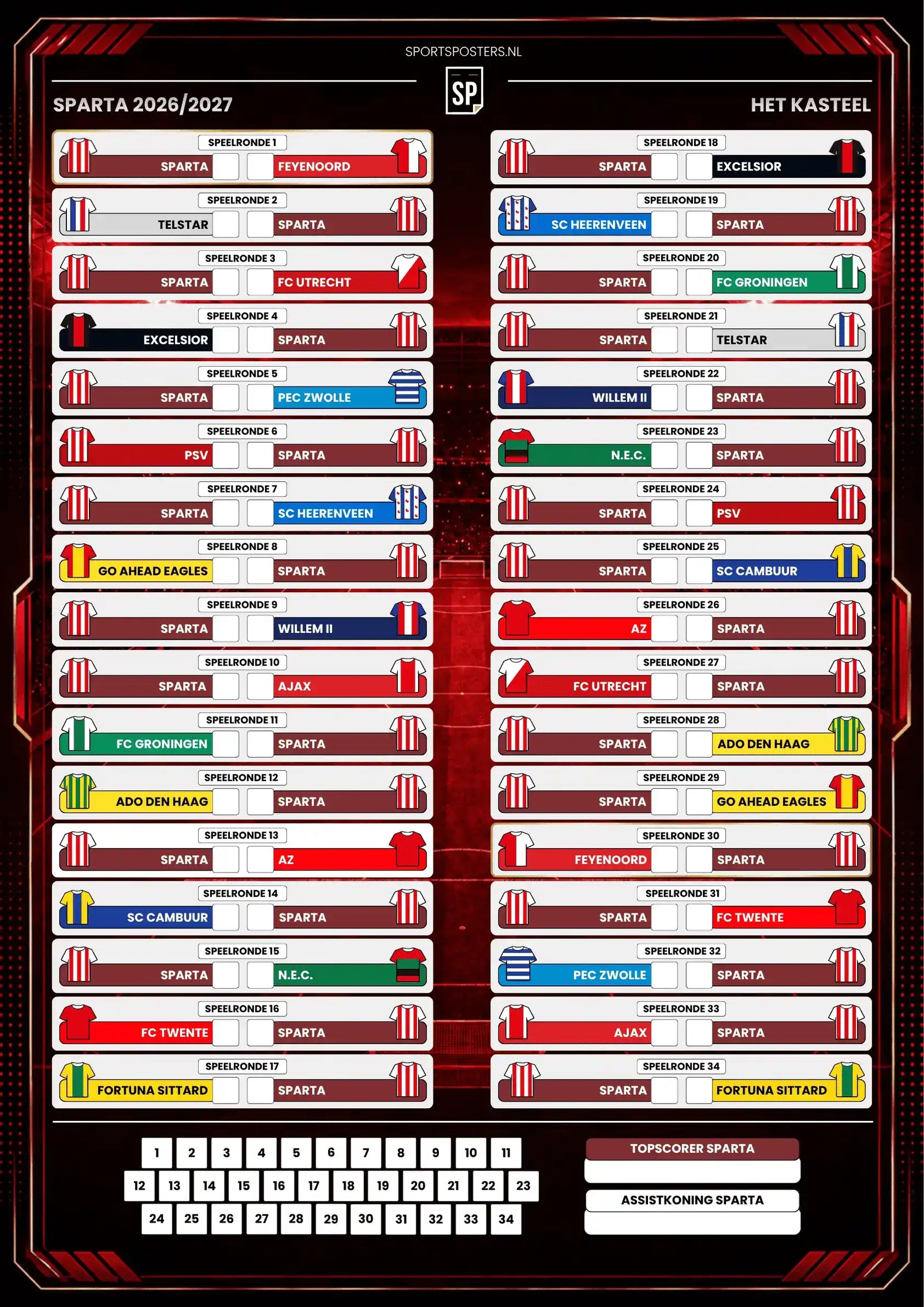 Sparta Rotterdam 2026/2027 Invul Poster