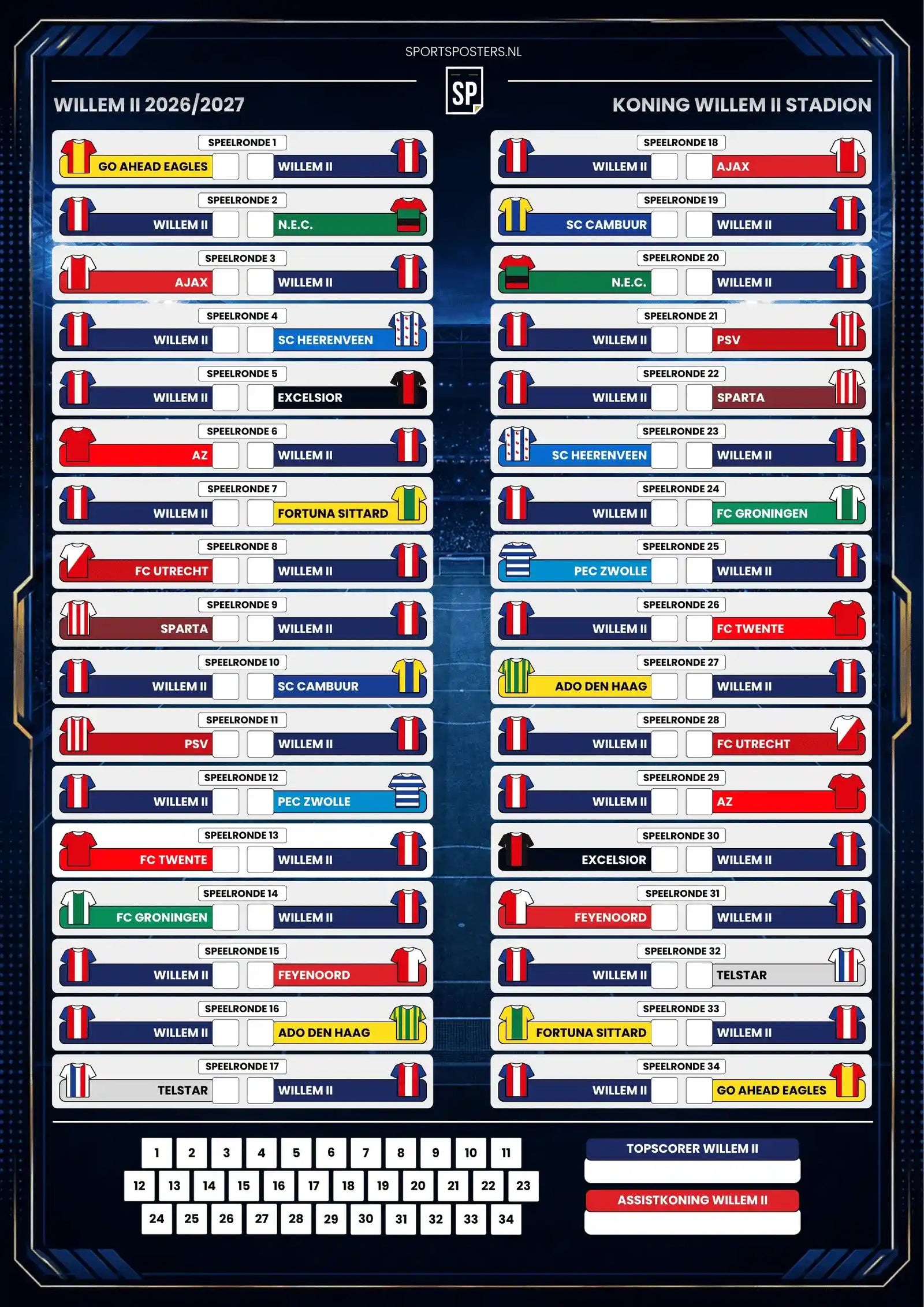 Willem II 2026/2027 Invul Poster